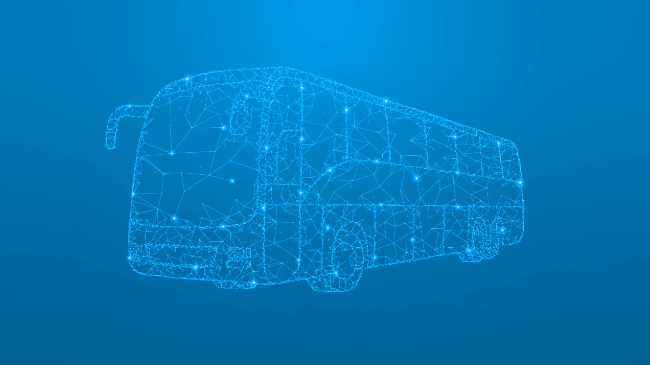 Ilustração de um ônibus referenciando tecnologia